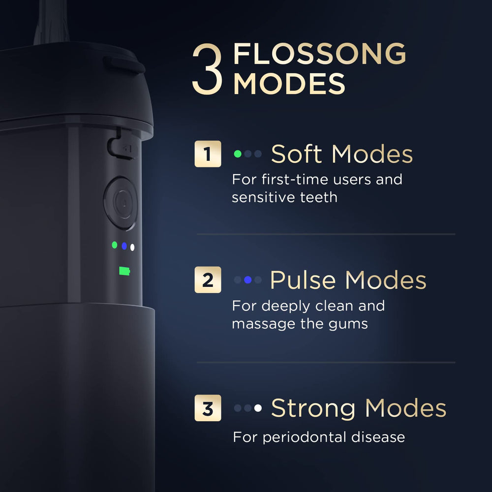 synhope dispositivo en uso en baño durante viaje para higiene interdental rápida