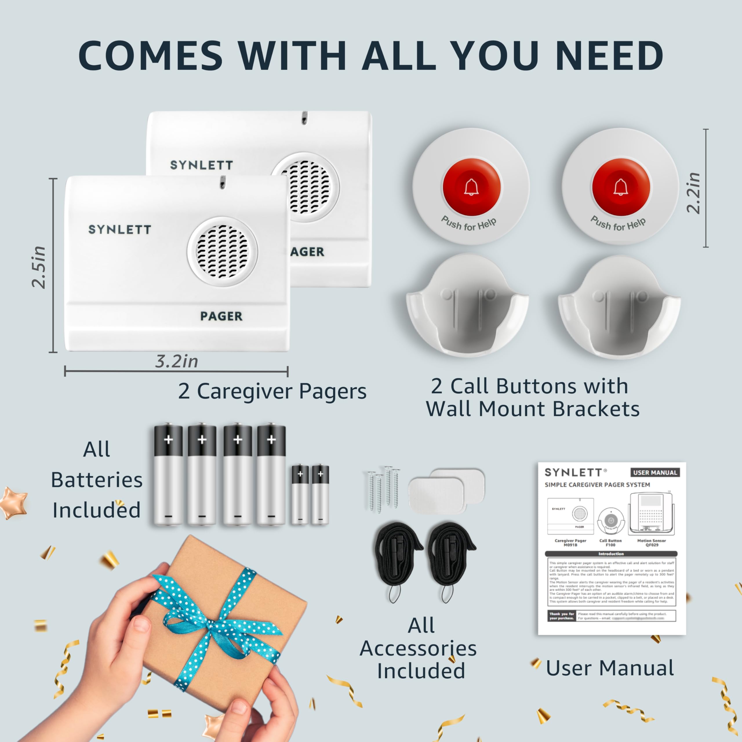 SYNLETT accesorios y baterías incluidos, configuración sin esfuerzo y lista