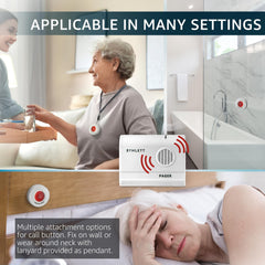 SYNLETT botones montados en pared aportando acceso rápido en baño
