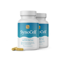 Synocell envase frontal mostrando el pack doble y beneficio de soporte articular
