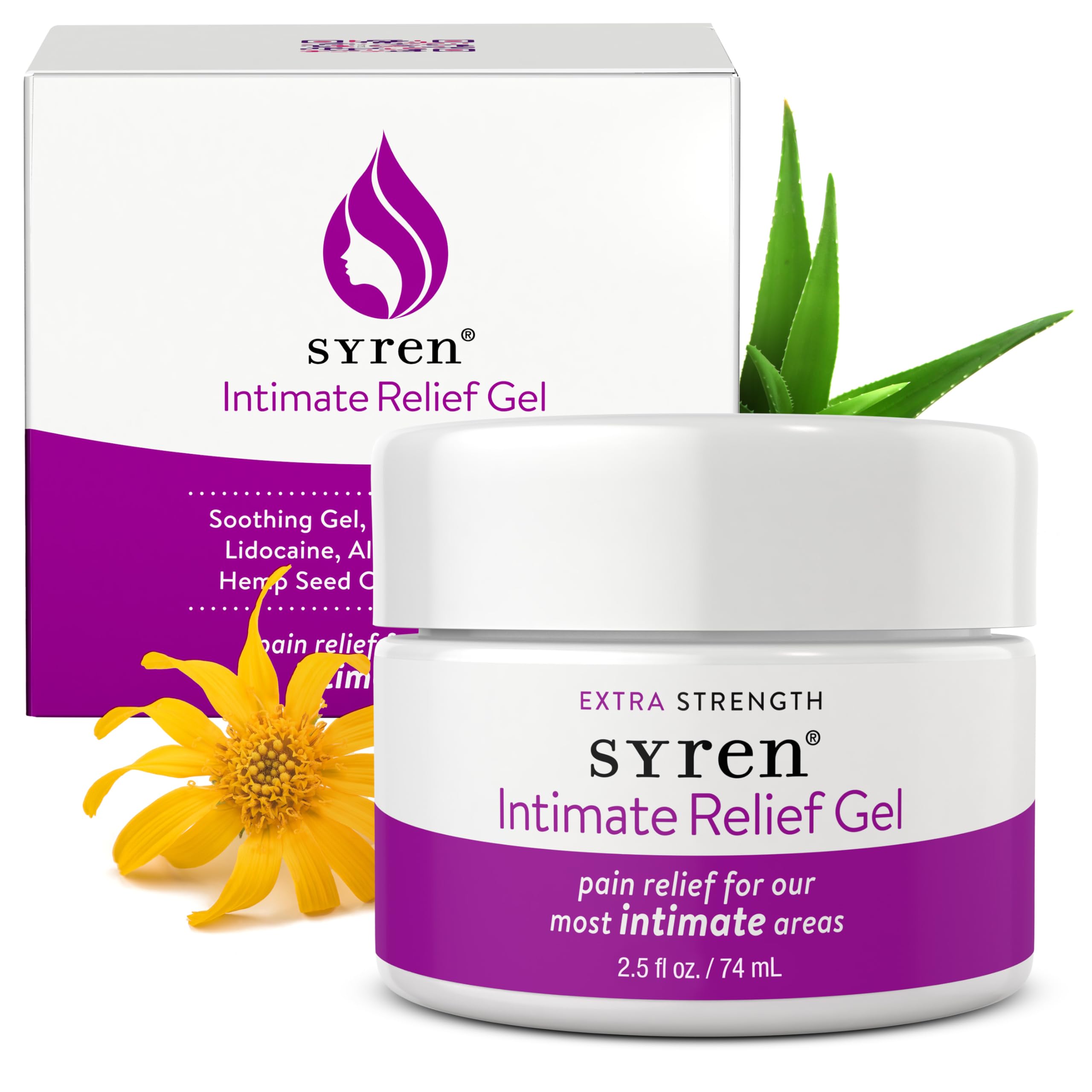SYREN envase frontal mostrando identificación y tamaño 2.5 oz, conveniencia