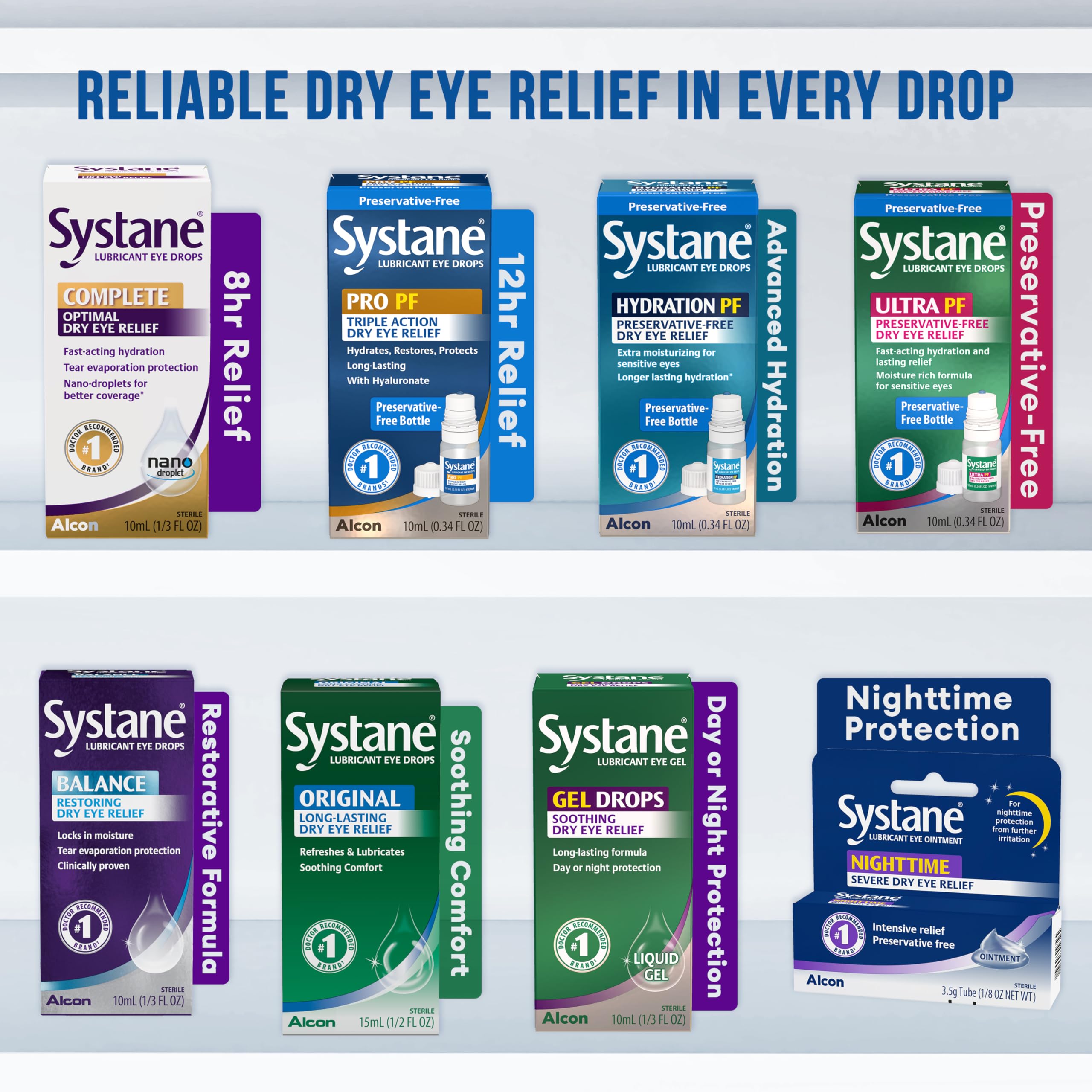 Systane Complete aplicación con gota en ojo para alivio inmediato