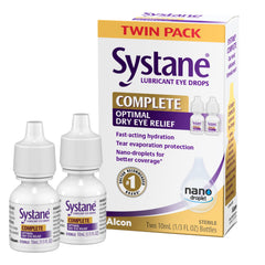 Systane Complete empaque frontal mostrando el tamaño portátil y alivio rápido
