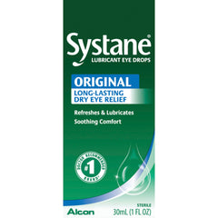 Systane gotero frontal mostrando envase y alivio inmediato