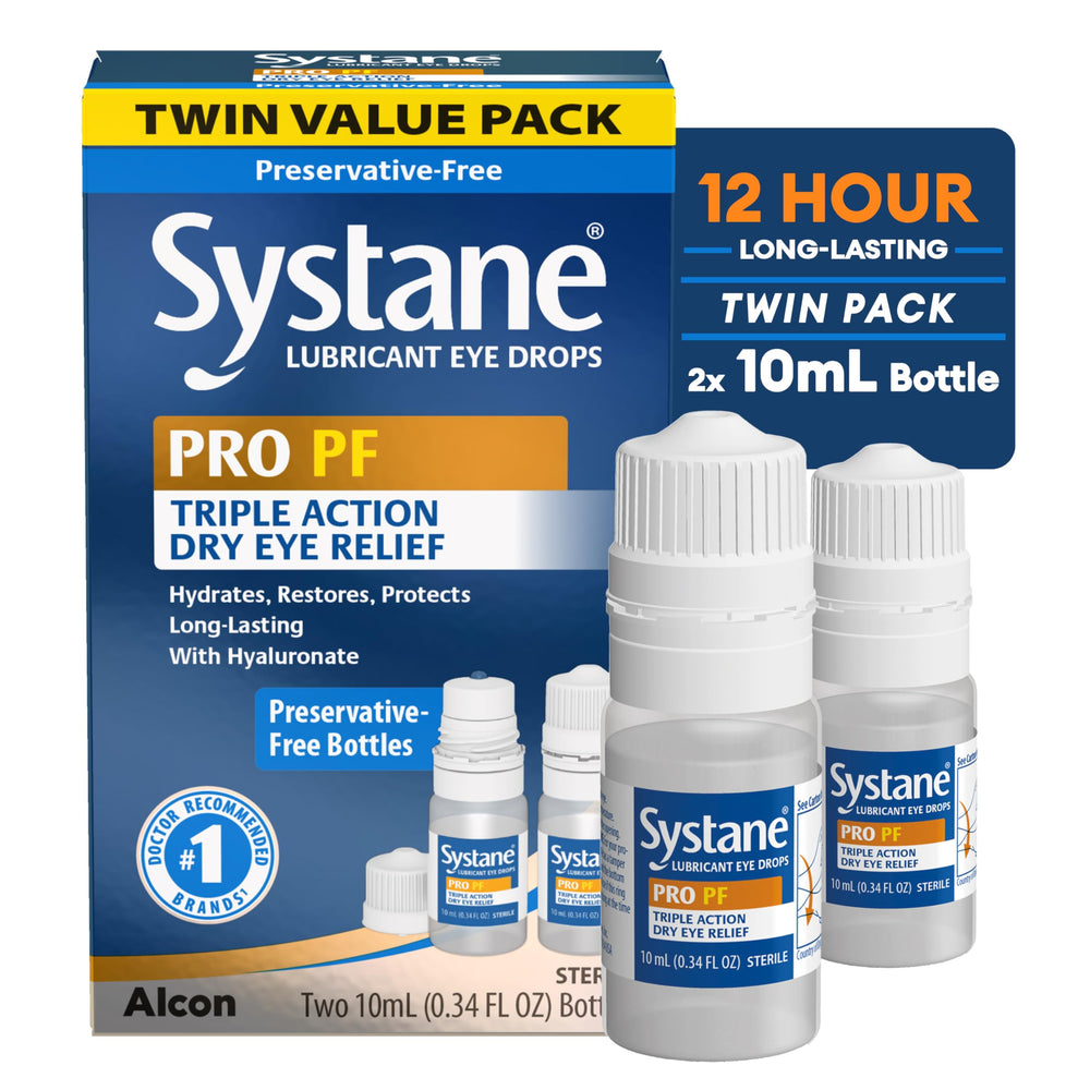 Systane frasco frontal mostrando el embalaje y beneficio hidratación prolongada