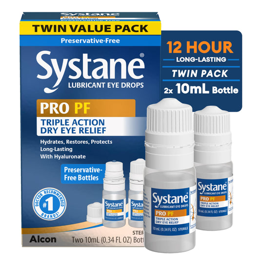 Systane frasco frontal mostrando el embalaje y beneficio hidratación prolongada