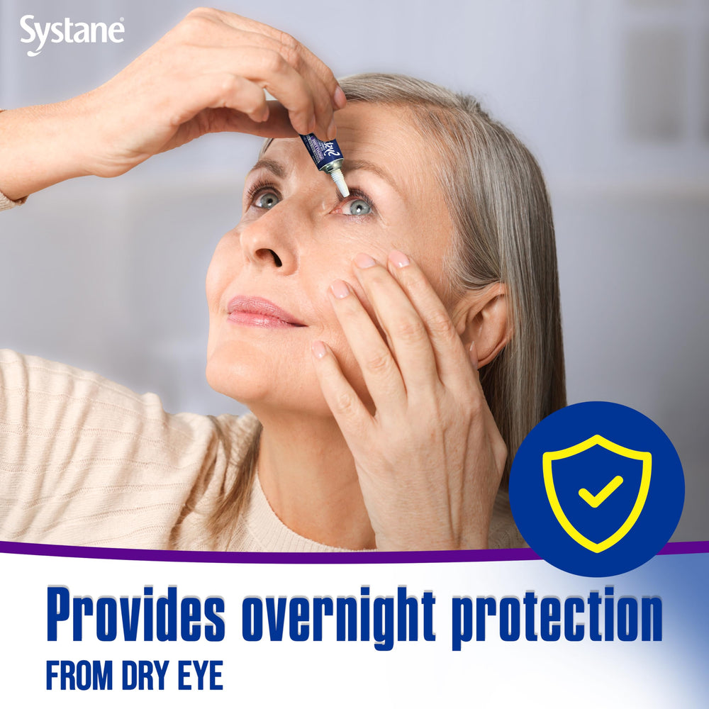 Systane textura en primer plano del ungüento que ilustra la consistencia lubricante y protección prolongada