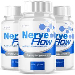 Syvor Nerve Flow vista frontal del frasco mostrando la marca y el envase, apoyo para la rutina