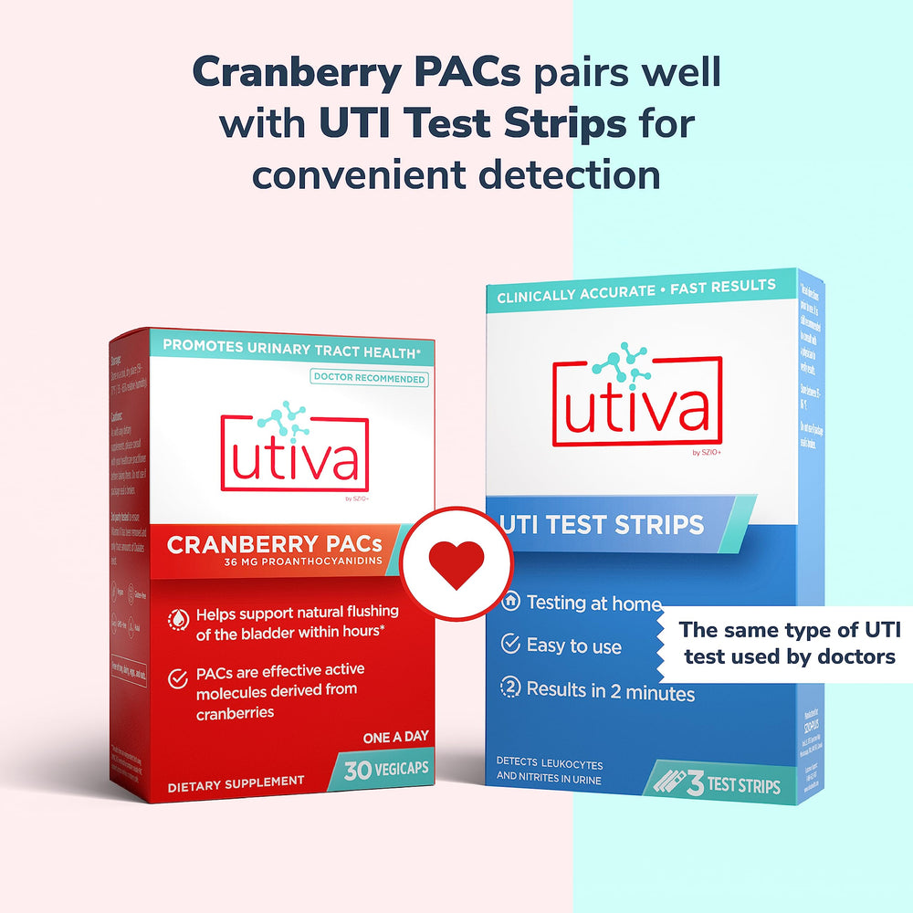 Szio+ Utiva etiqueta nutricional detallada indicando 36 mg de PACs