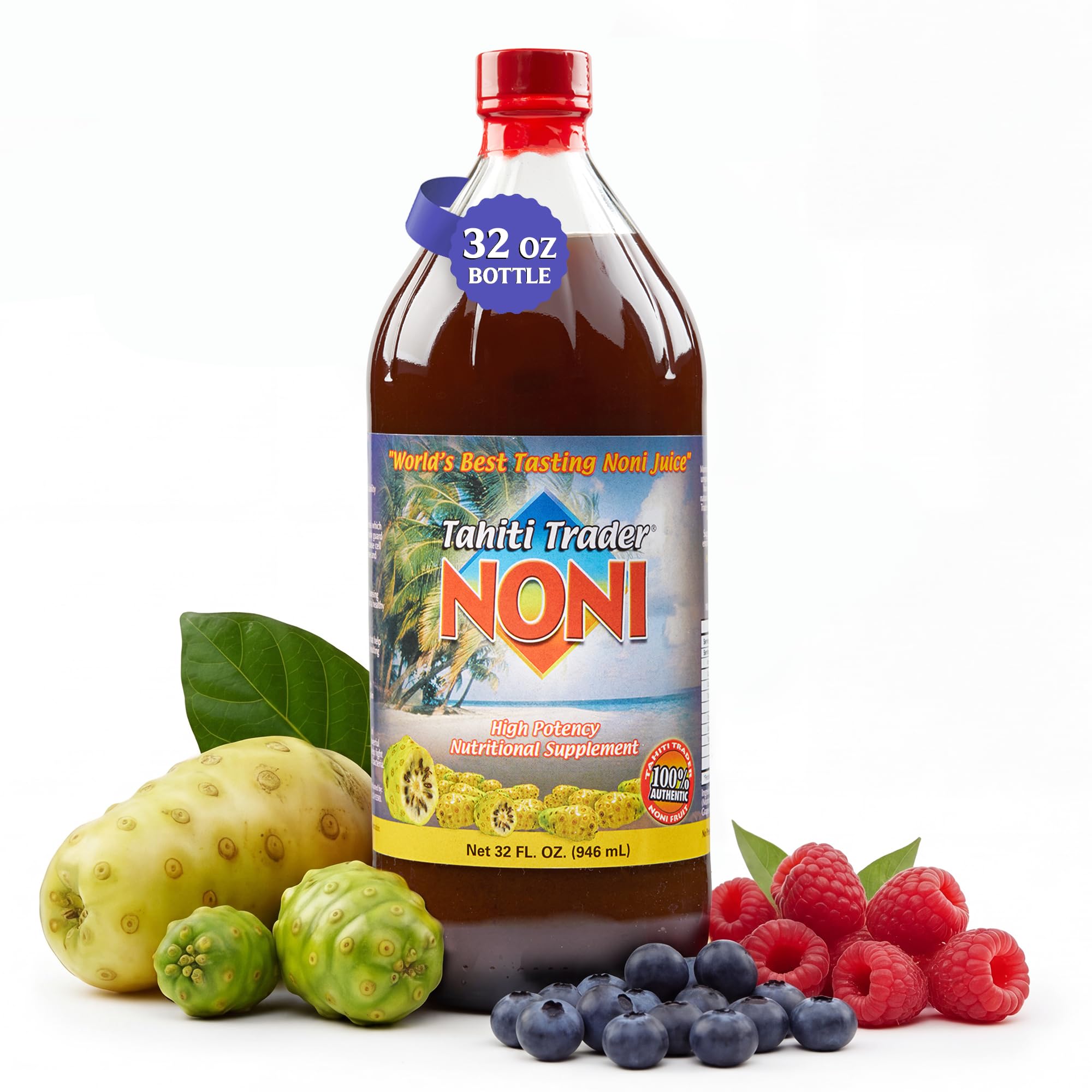 Tahiti Trader frente del envase 32oz mostrando diseño claro y presentación práctica