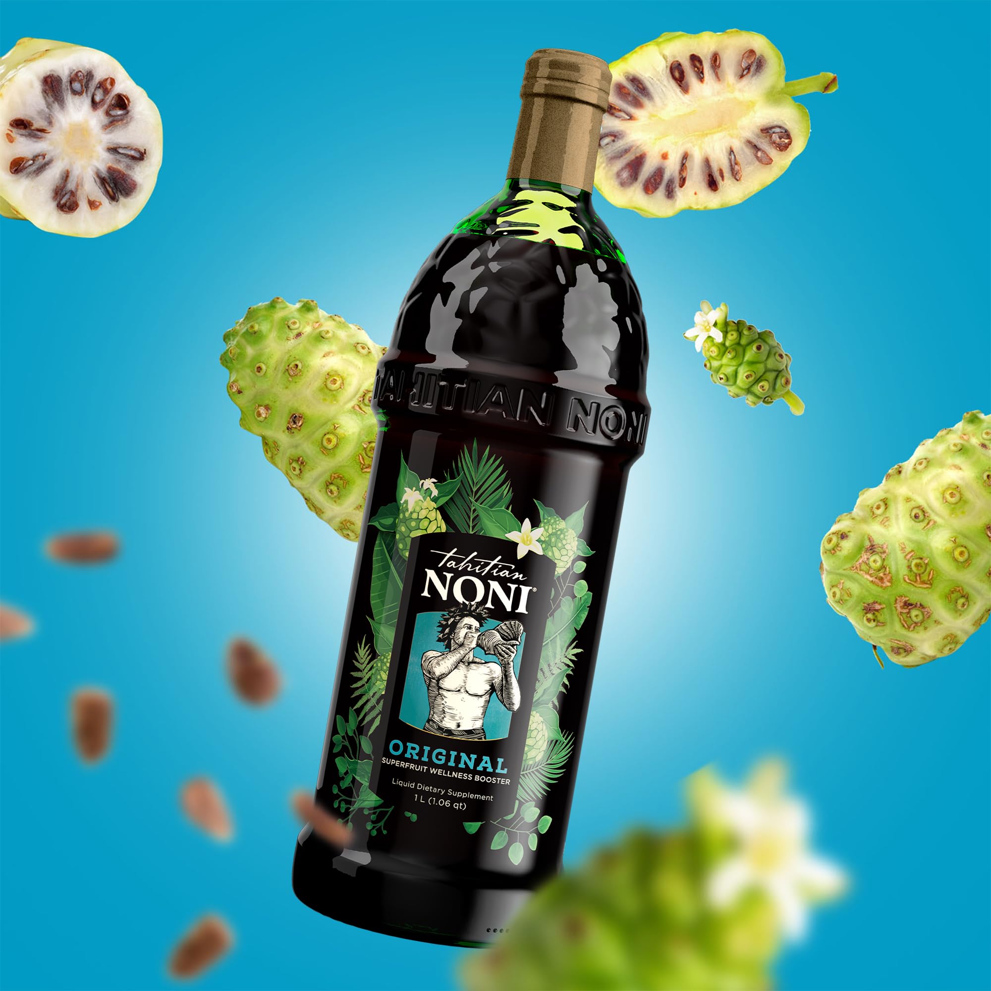 TAHITIAN NONI comparación de tamaño de la botella para referencia