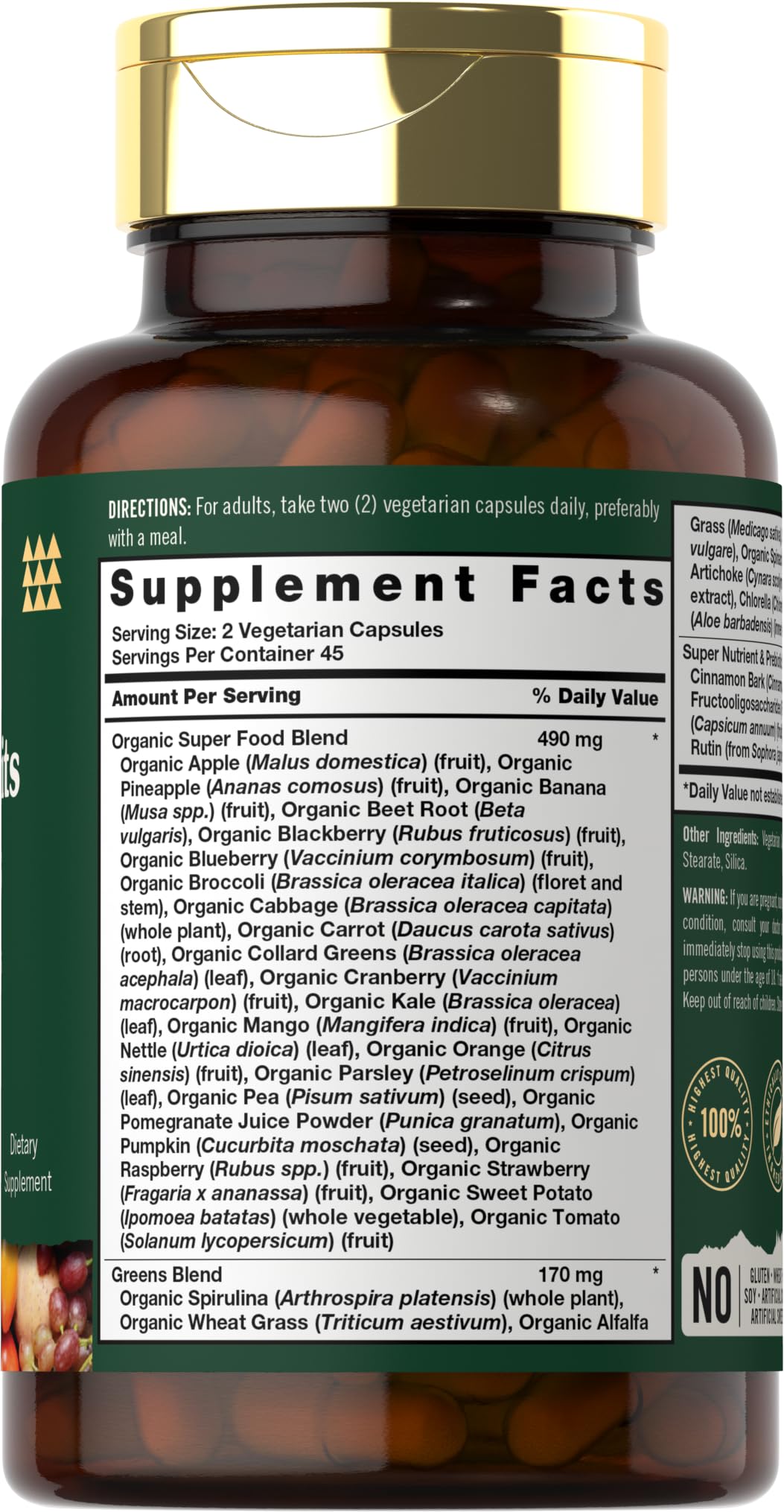 Tahoe Nutritionals cápsulas vegetarianas en primer plano, fácil de tragar