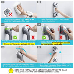 TAILI barra instalada en ducha mostrando apoyo estable para personas mayores