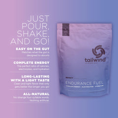 Polvo berry de Tailwind Nutrition con textura fina que facilita mezcla y absorción