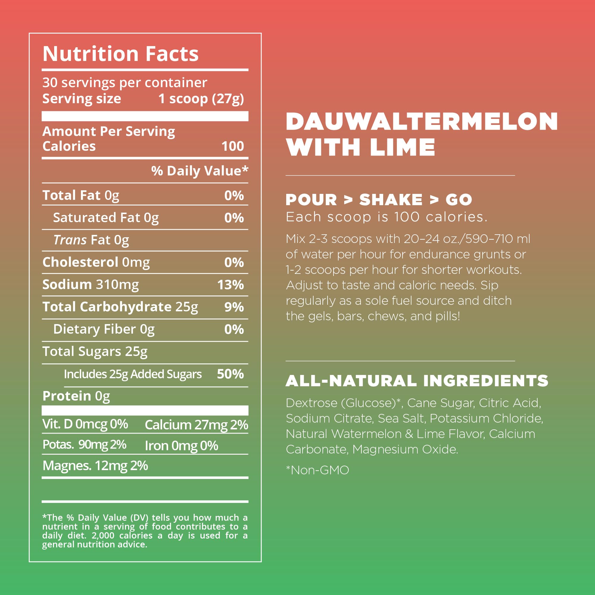 Tailwind etiqueta nutricional legible con electrolitos y calorías