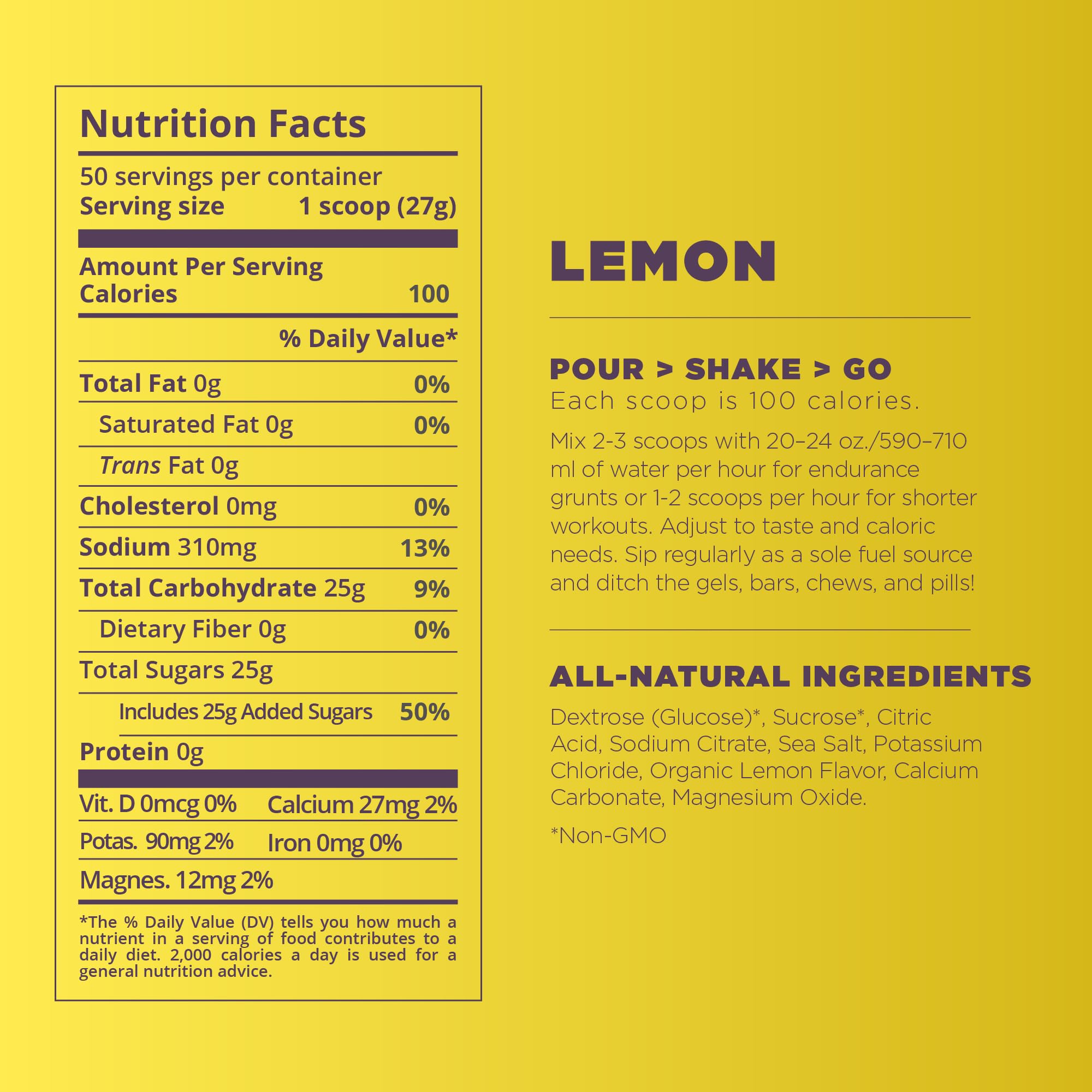 Tailwind Endurance Fuel Lemon bolsa 50 servicios, suministro duradero para entrenos