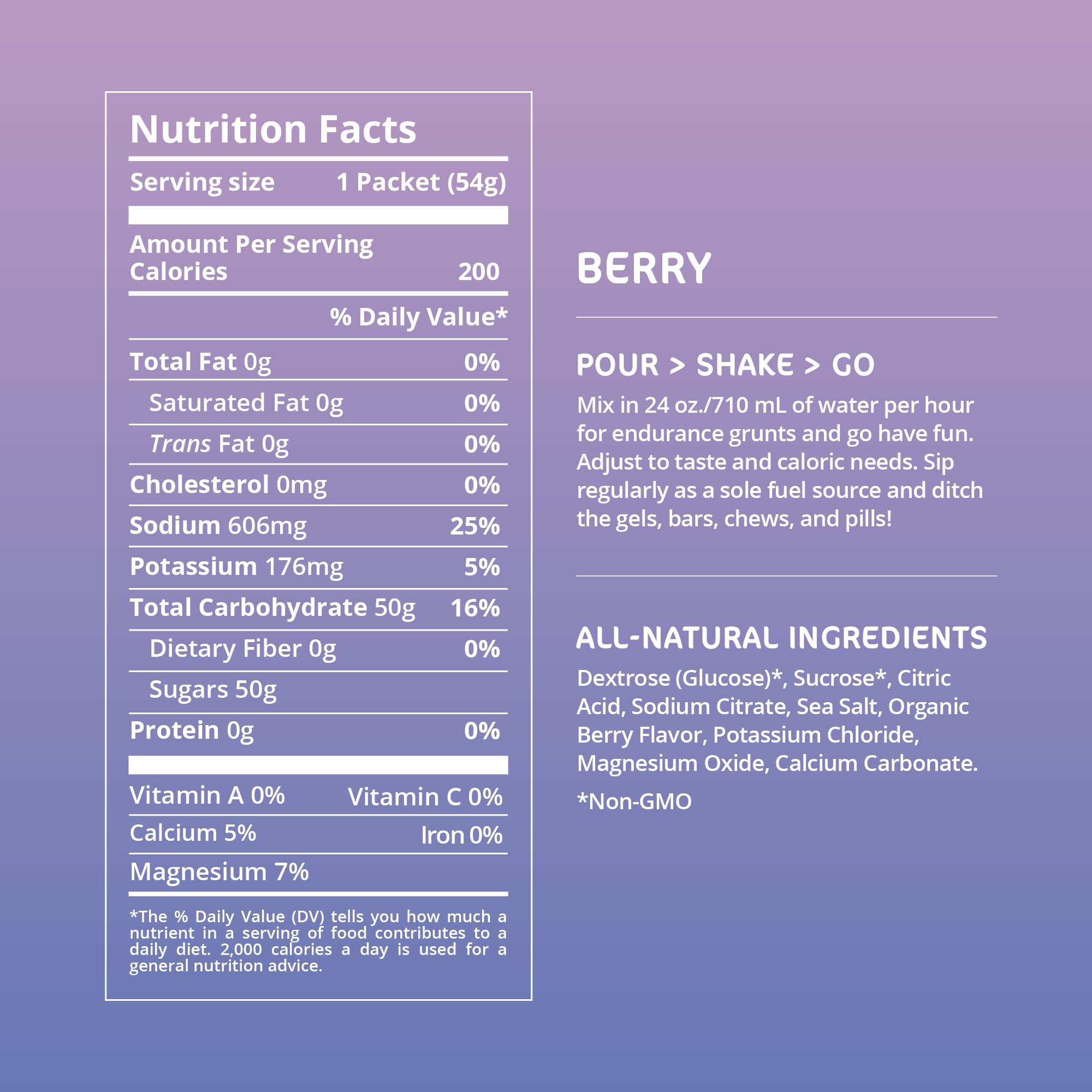 Tailwind Nutrition etiqueta con ingredientes Berry, ingredientes limpios visibles