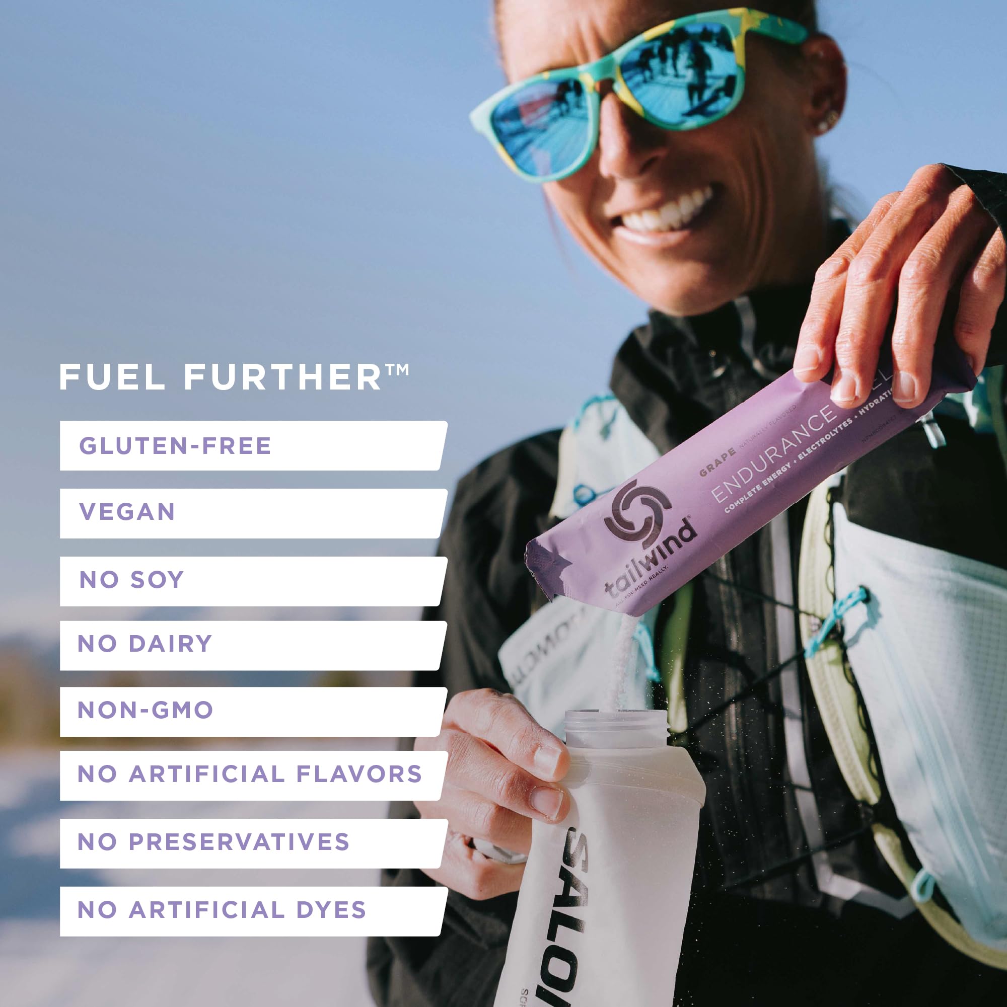 Etiqueta de Tailwind Nutrition uva con lista de ingredientes clara y beneficios
