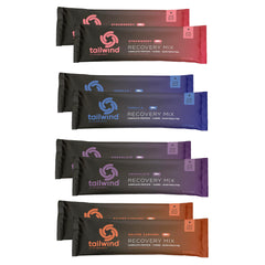 Tailwind Nutrition pack frontal mostrando 8 sobres variados para recuperación rápida