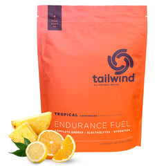 Tailwind Nutrition bolsa frontal Tropical Buzz mostrando 50 porciones y beneficios
