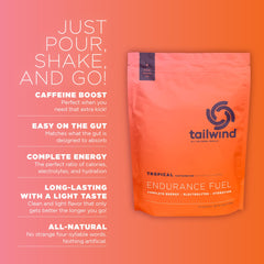 Tailwind Nutrition primer plano del polvo Tropical Buzz textura fácil disolver