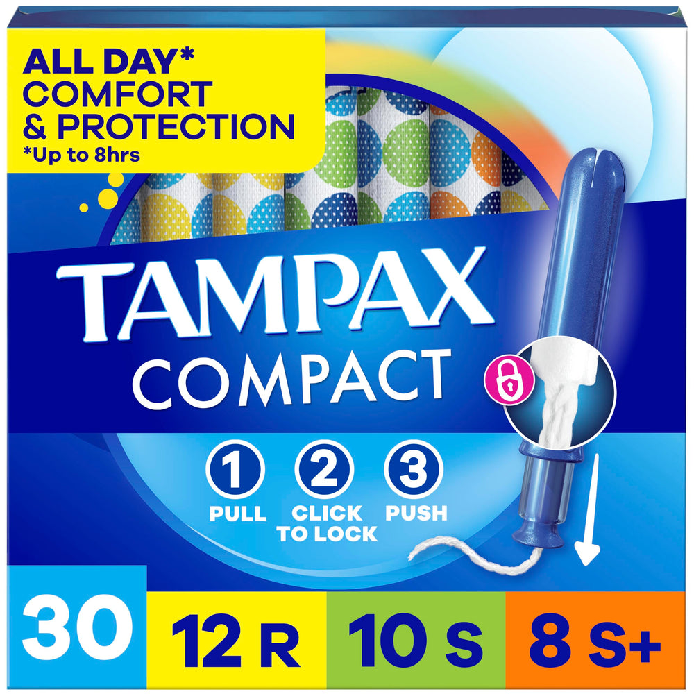 Tampax embalaje frontal mostrando la marca y protección discreta
