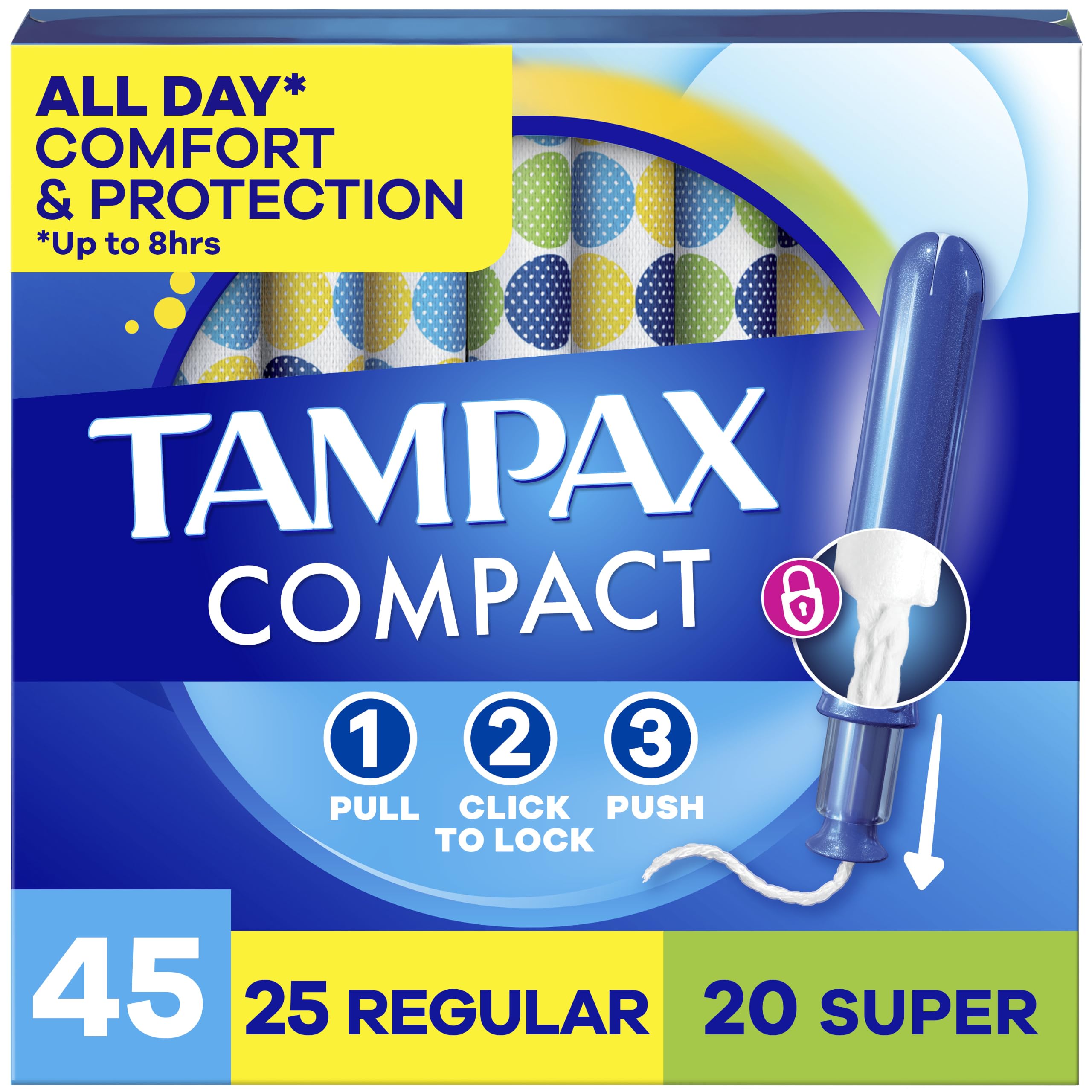 Tampax envase frontal mostrando cantidad y beneficio discreto