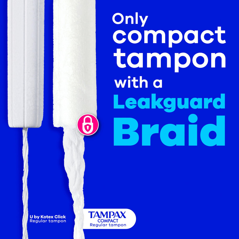 Tampax comparación de tamaño en bolso para llevar más unidades cómodas