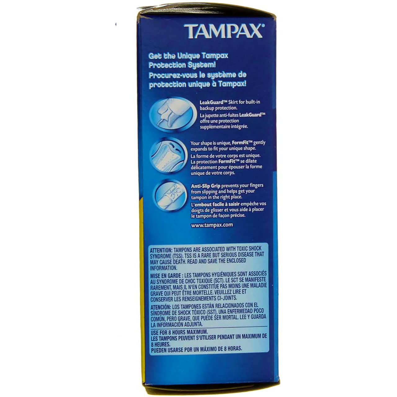 Tampax detalle del agarre antideslizante para colocación segura