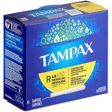 Tampax etiqueta con instrucciones y características sin fragancia y testado