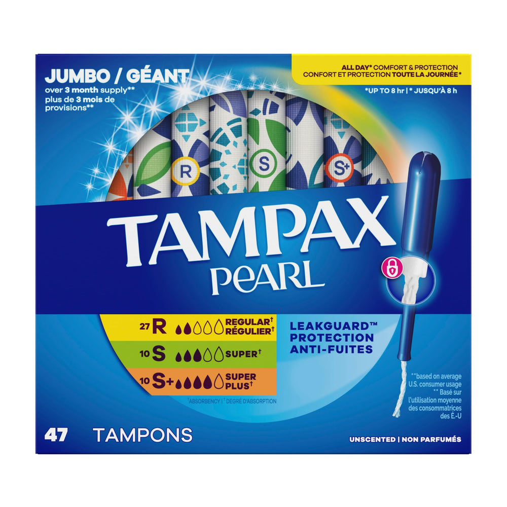 Tampax Pearl escena lifestyle con producto en bolso lista para el día a día
