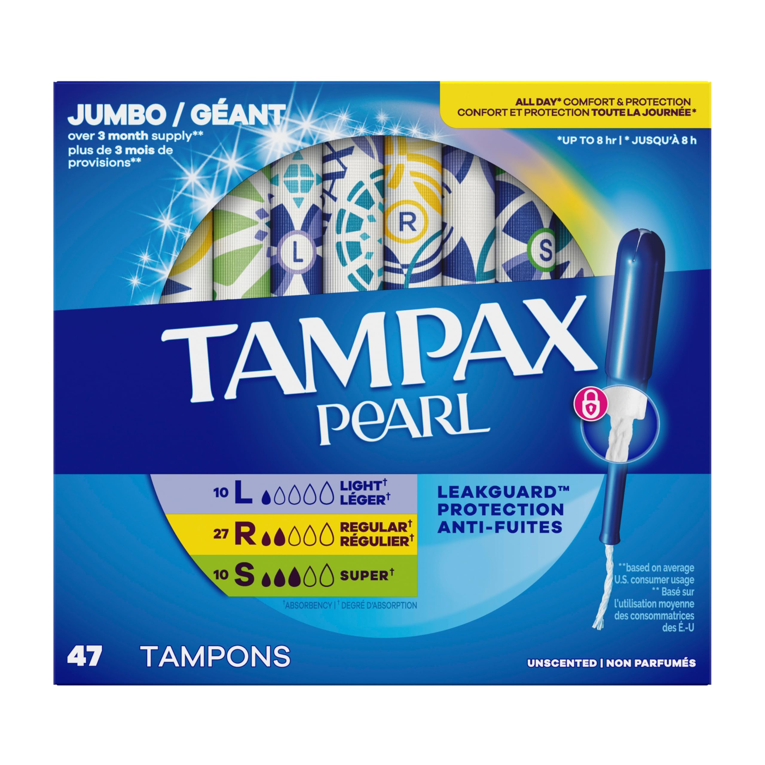 Tampax paquete en bolso listo para el día a día y protección discreta