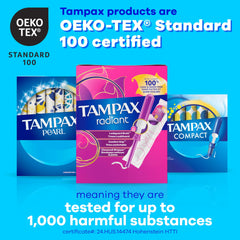 Tampax etiqueta de ingredientes indicando ausencia de perfume y tintes