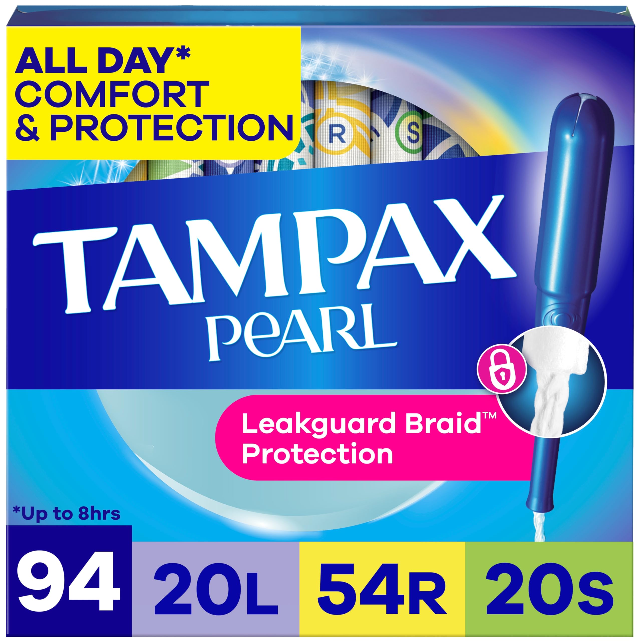 Tampax mostrando el frente del paquete con protección multipack