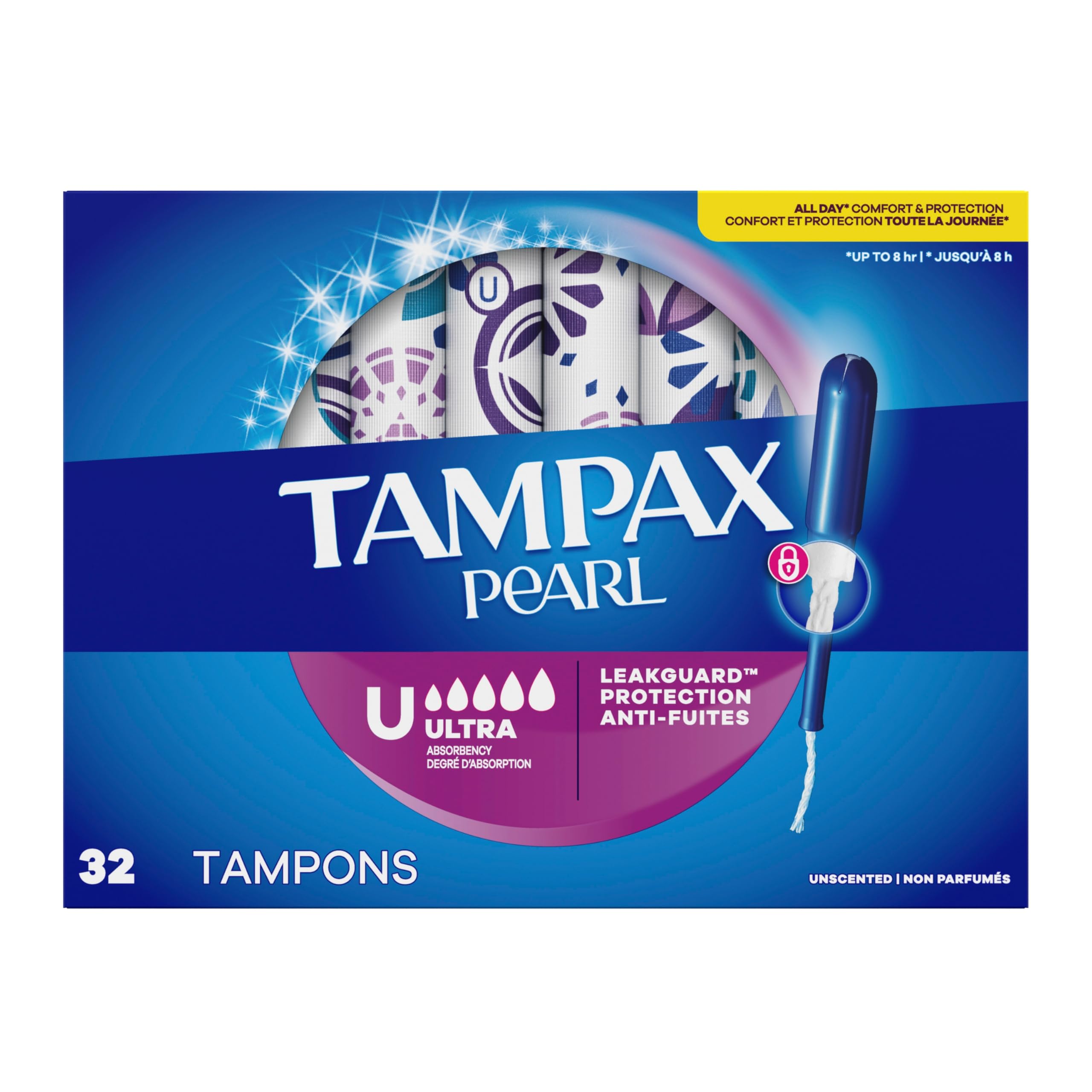Tampax etiqueta de materiales indicando sin látex ni fragancias añadidas