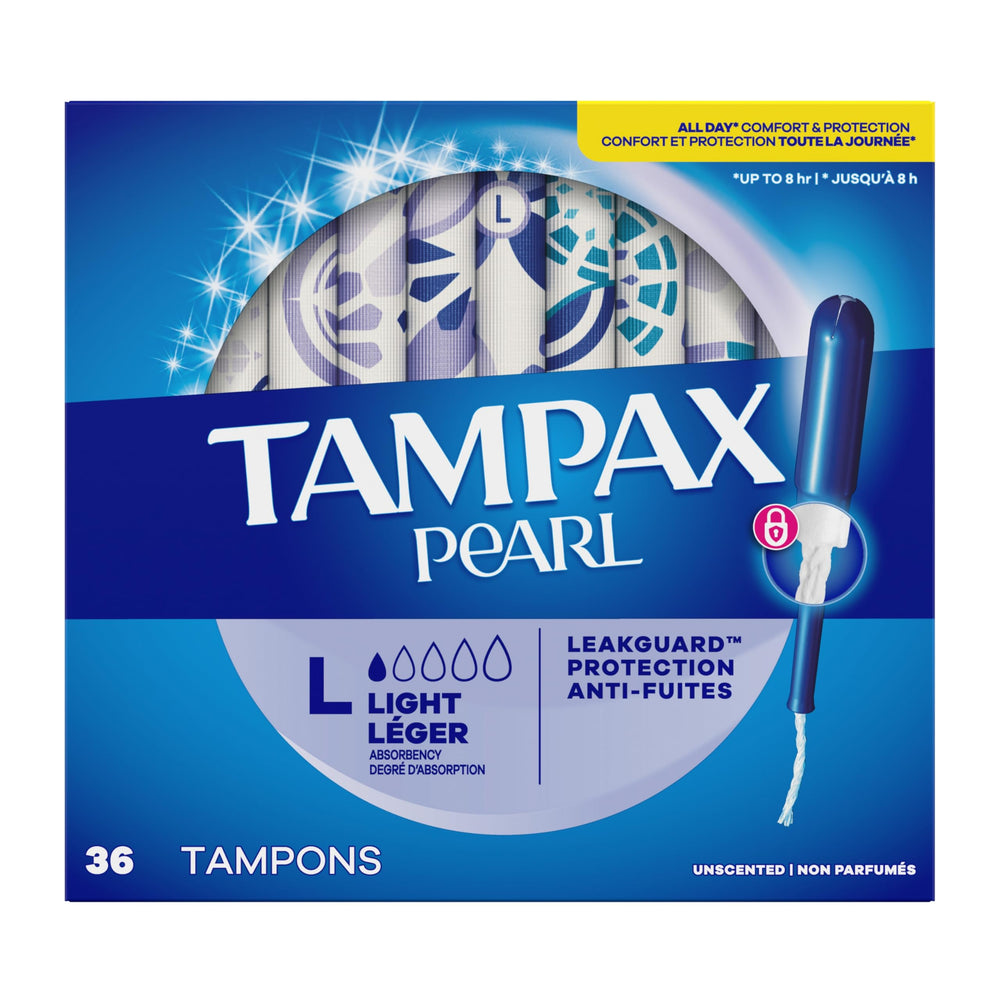 Presentación completa de Tampax Pearl 36 unidades ideal para reposición