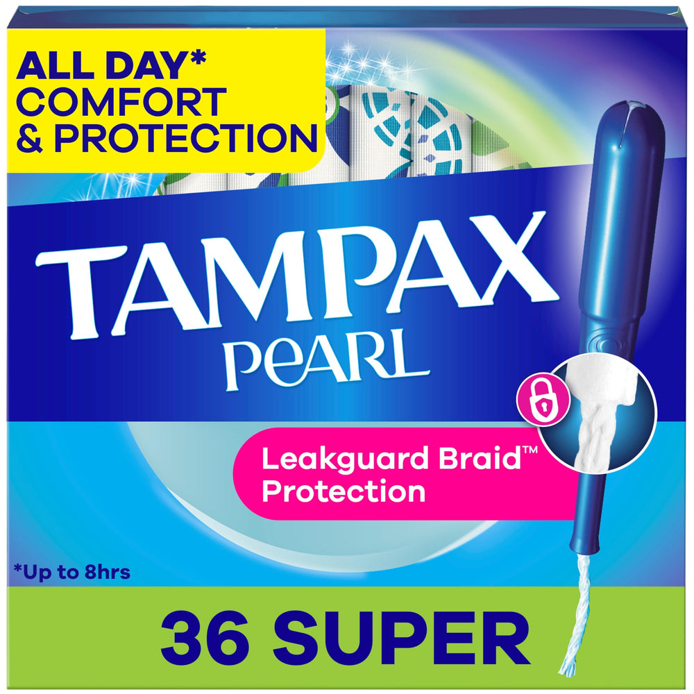 Tampax embalaje frontal mostrando caja y cantidad para confianza