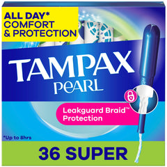 Tampax embalaje frontal mostrando caja y cantidad para confianza