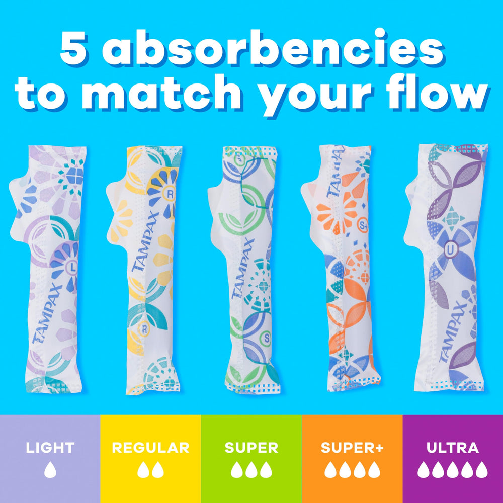 Tampax comparación de tamaño con una regla para visualizar escala