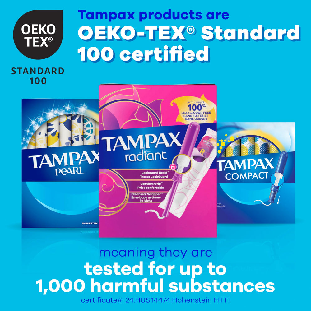 Tampax Radiant etiqueta de absorciones para elegir según flujo