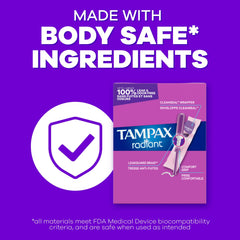 Tampax Radiant envoltorio CleanSeal para eliminación discreta y sin ruido