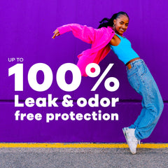 Tampax Radiant detalle de la LeakGuard Braid evitando fugas tempranas