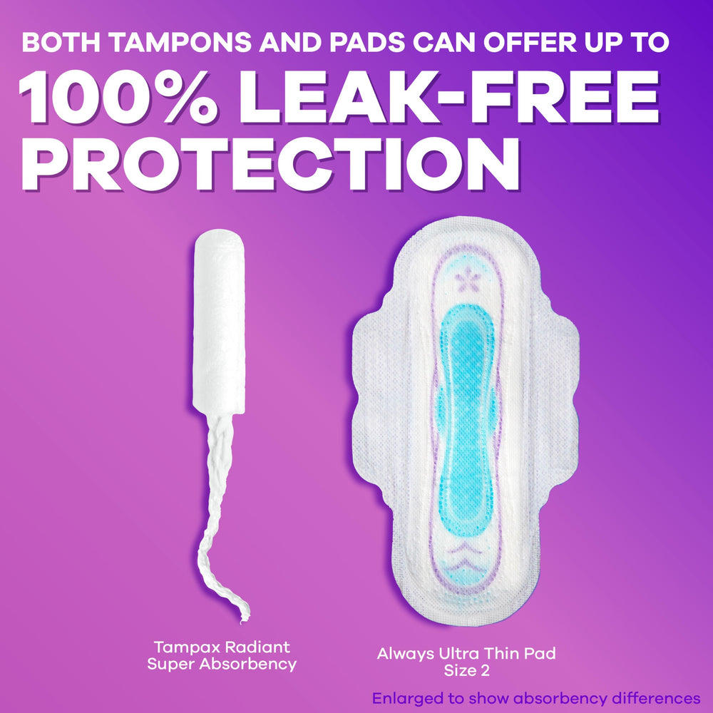 Tampax Radiant tampón en mano ilustrando uso sencillo y seguro