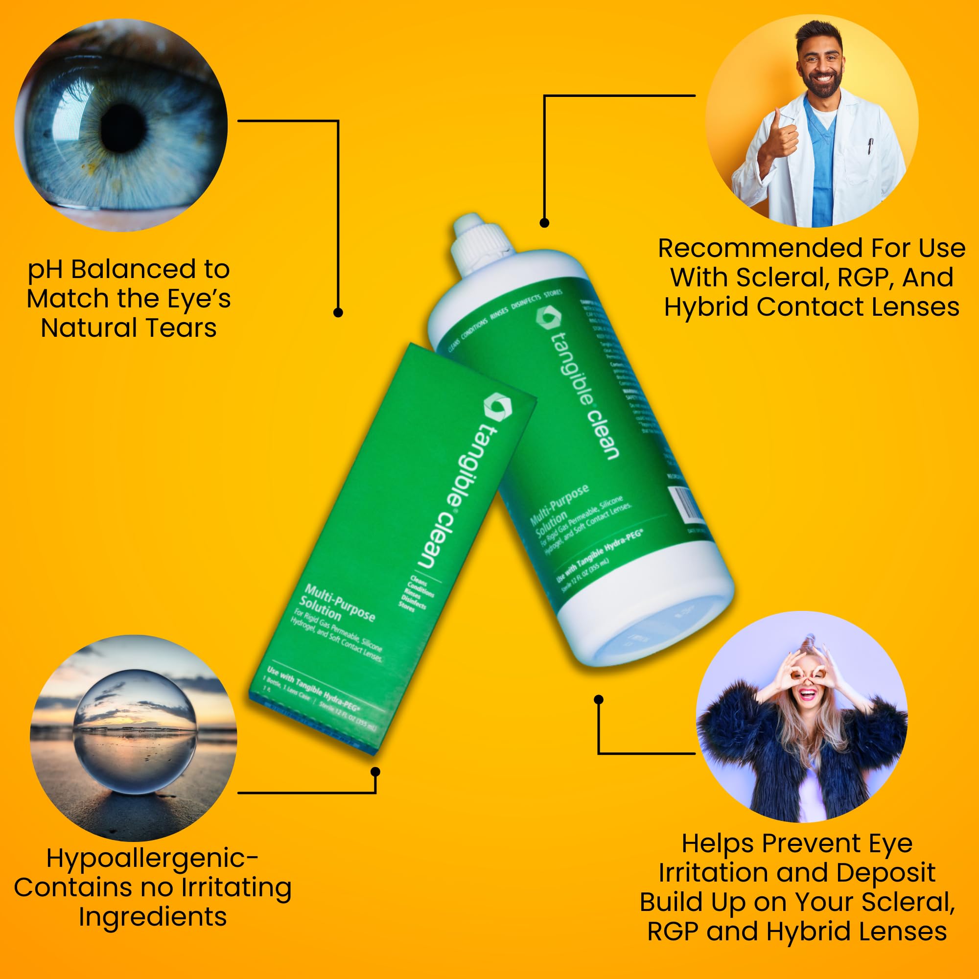 Tangible Clean detalle de etiqueta con instrucciones claras y marca