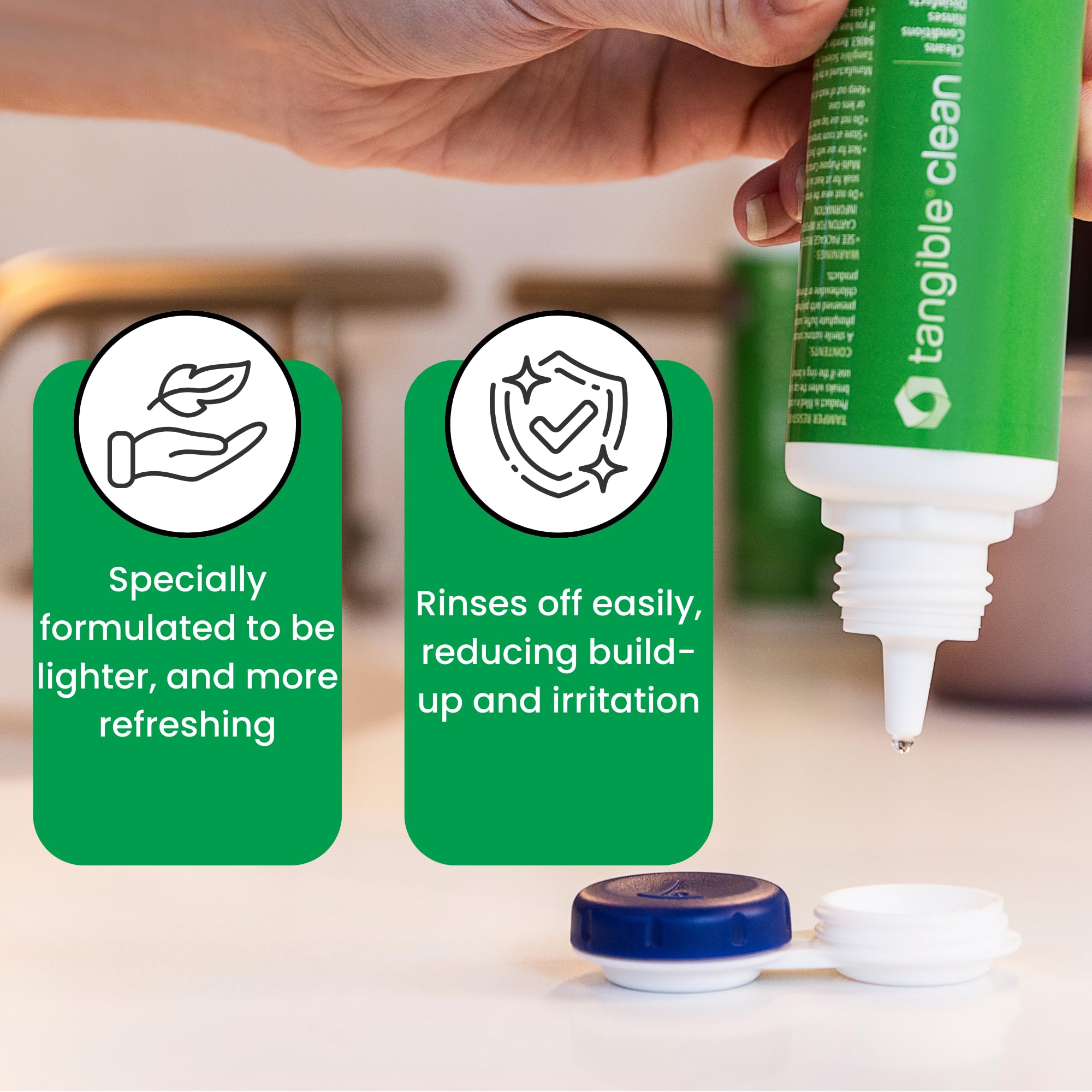 Tangible Clean lente escleral en uso para comodidad y limpieza efectiva