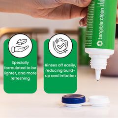 Tangible Clean lente escleral en uso para comodidad y limpieza efectiva