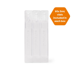 Detalle del vial Tangible Fill con líquido claro, limpieza visible y seguridad