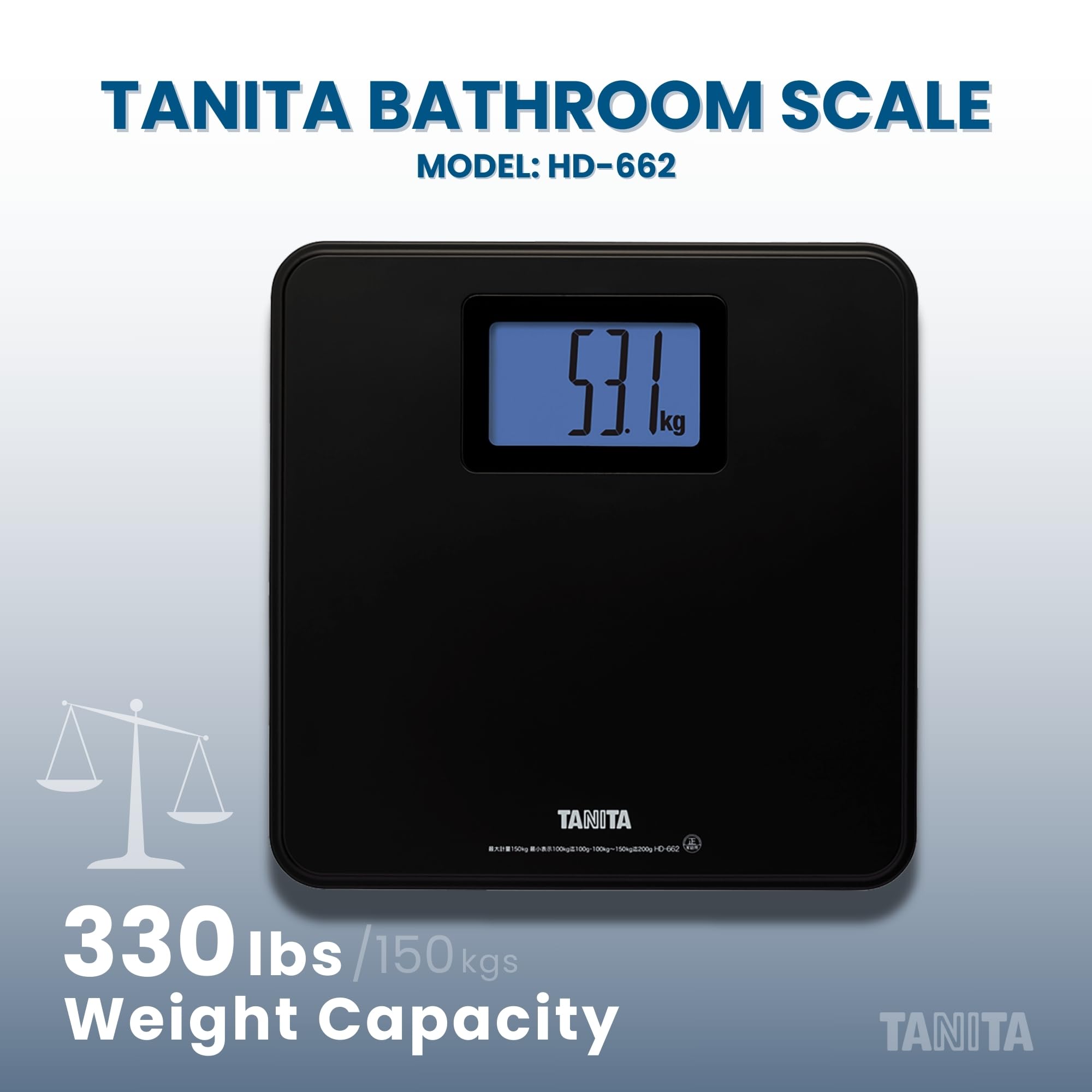 TANITA HD-662 primer plano de la pantalla LCD azul de 2 pulgadas, legible en poca luz