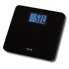 TANITA báscula HD-662 frontal mostrando pantalla azul, lectura clara y diseño elegante