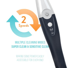 Tao Clean persona usando el cepillo eléctrico demostrando limpieza rápida